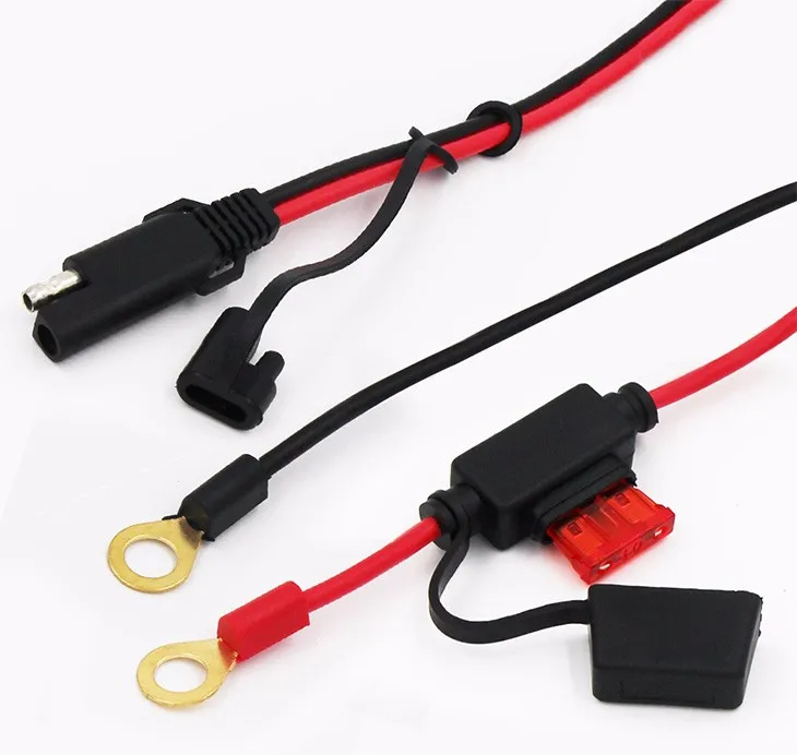 Low Voltage SAE 12V Ring Terminal 10Mm 10A Fuse Dc Cable Car Battery Connector Wire With Waterproof Harness Lead Socket