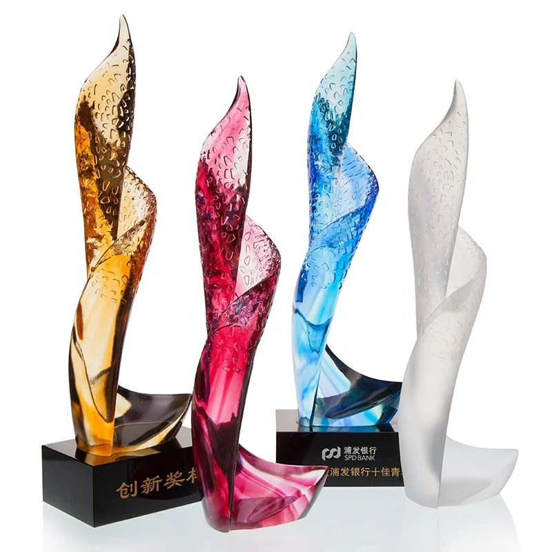 Jadevertu Creative Design Pate De Verre Crystal Trophy Excellent Employee Annual Ceremony Awardscrystal Trophy Custom