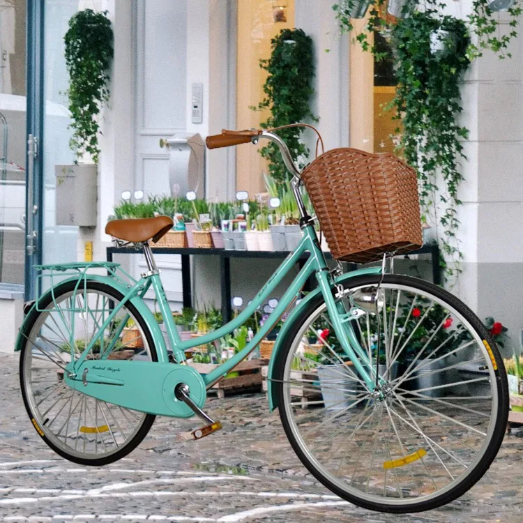 womens vintage bicycle with basket Reid Ladies Classic 7 Speed - Watermelon For the rider with an affinity for vintage style Ladies Single speed with front