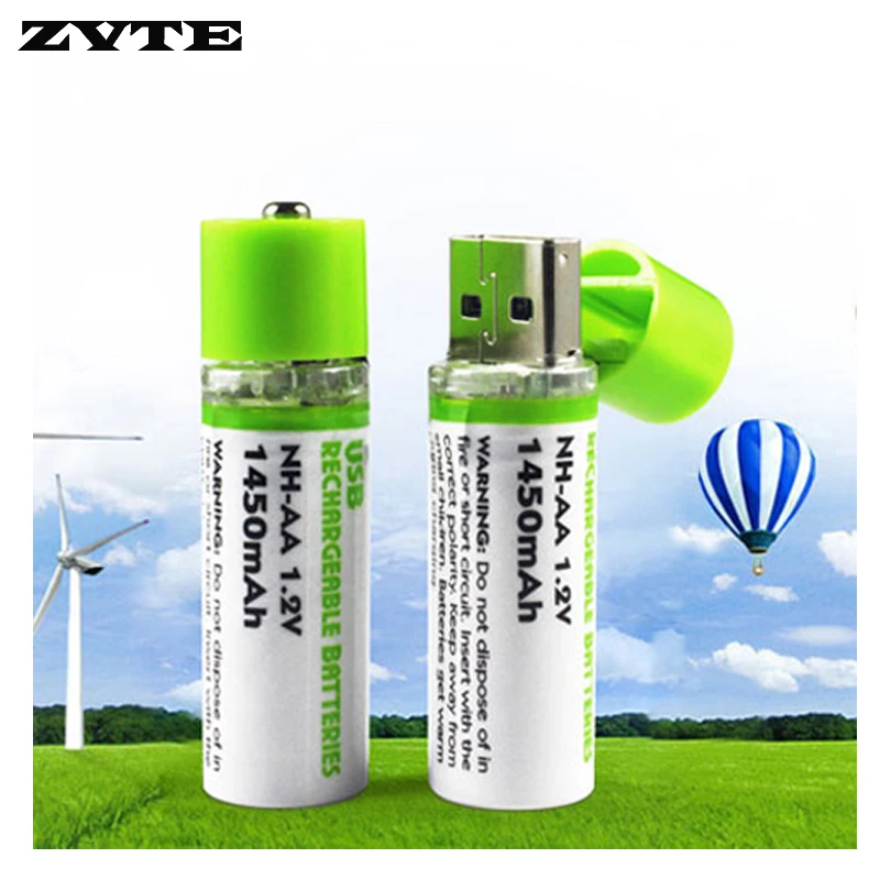 Перезаряжаемые USB-аккумуляторы AA 1,2 в