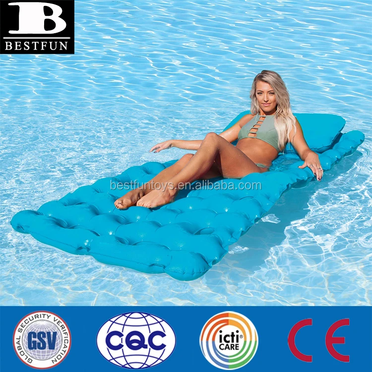 Inflatable Cool Suede Pool Mattress Oversized Water air Bed Luxury Velvet Portable Pocket Lilo Raft Sun Lounger Pool Row