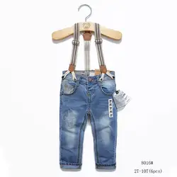 Джинсовые брюки для мальчиков P0226 с ремешками для зимней и осенней одежды, детская одежда