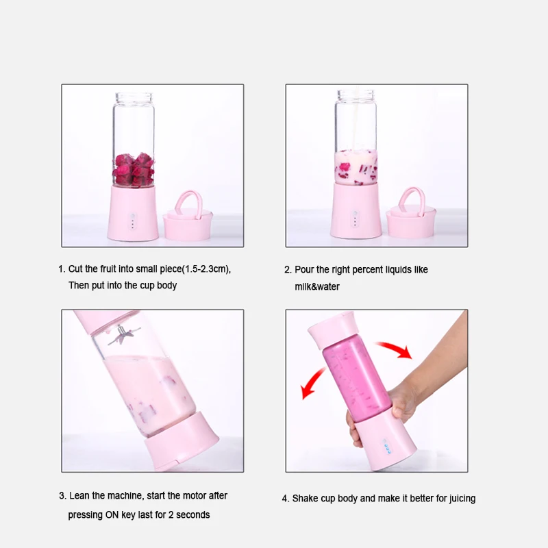 Portable Glass Smoothie Blender Rechargeable Mini Portable Blender