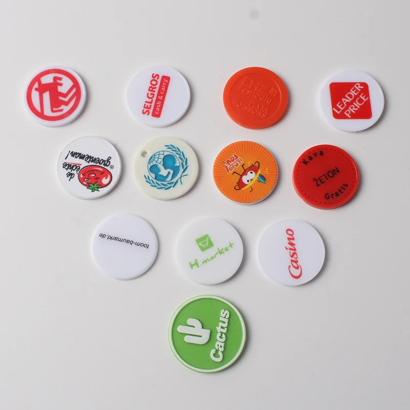 BSCI Design Custom Pattern Euro Supermarket Trolley Plastic Chips Euro Coin Plastic Tokens
