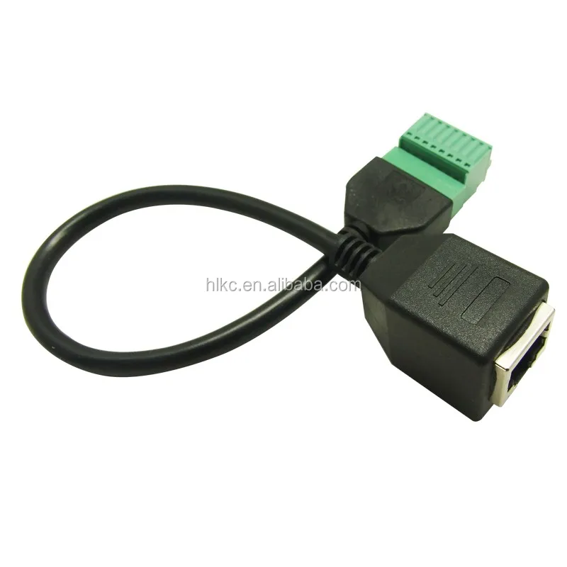 High Quality Ethernet RJ45 Female Plug to AV 8 Pin Screw Terminal Adapter Block Converter
