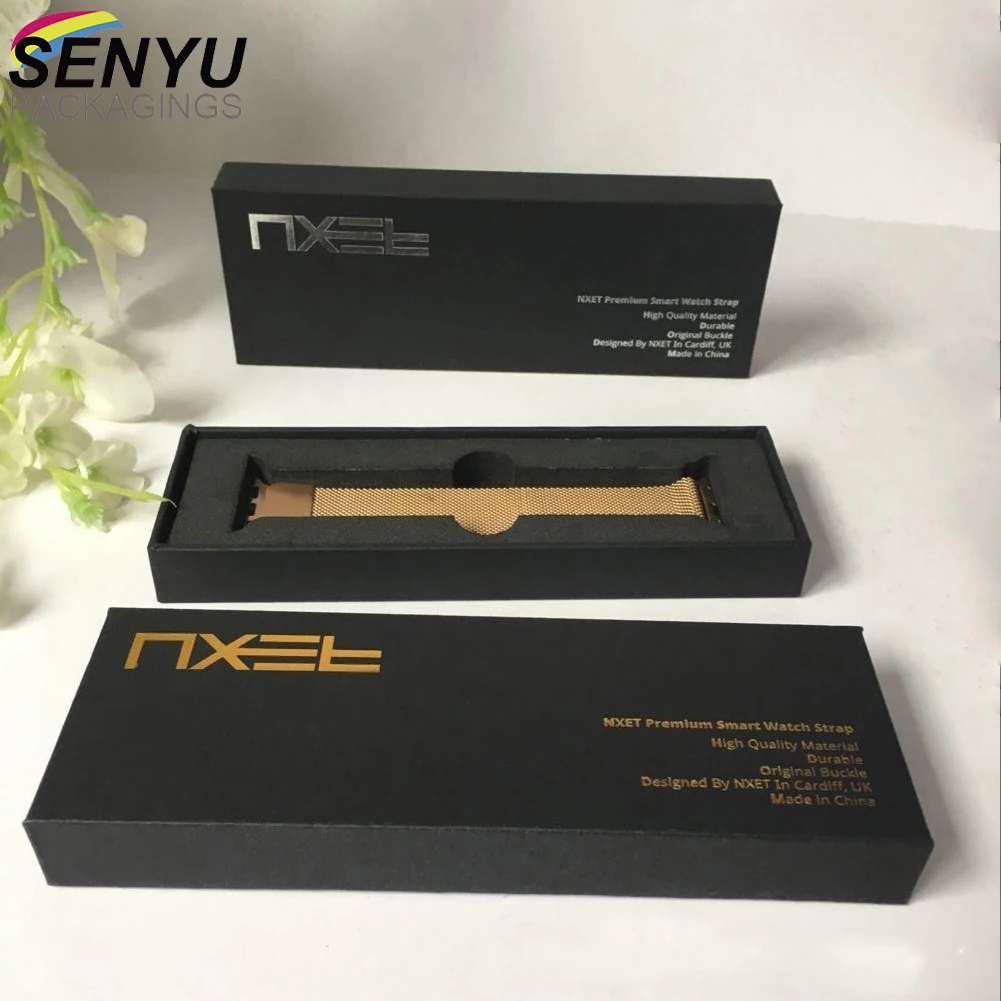 Luxury Custom Brand Watch Strap Packaging Box Wholesale Gift Lid Paper Box with EVA Foam Insert