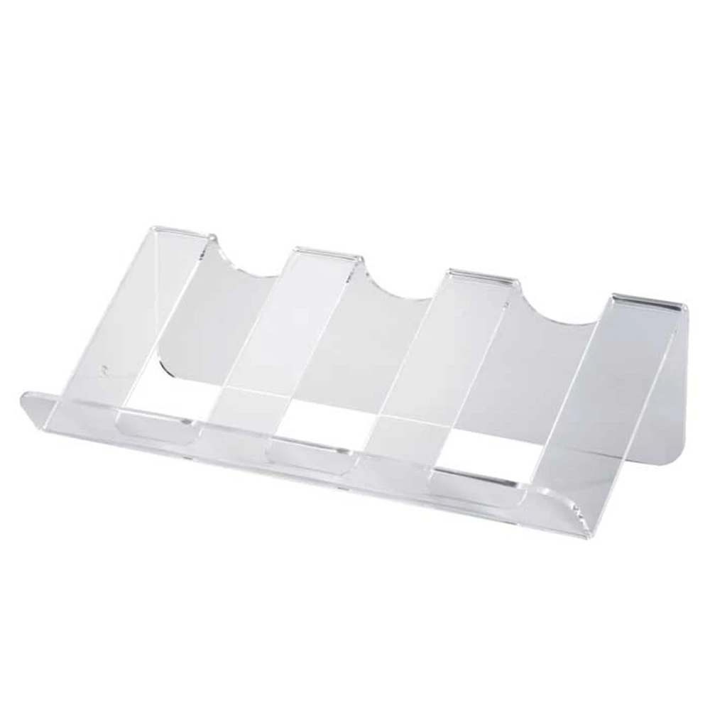 Пользовательские наклонные белые акриловые 3 бутылки Настольный винный держатель