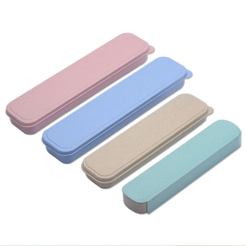 Экологичный многоразовый контейнер для хранения пшеничной соломы с прозрачной крышкой, дорожный подарок, контейнер для столовых приборов/соломинок/палочек для еды