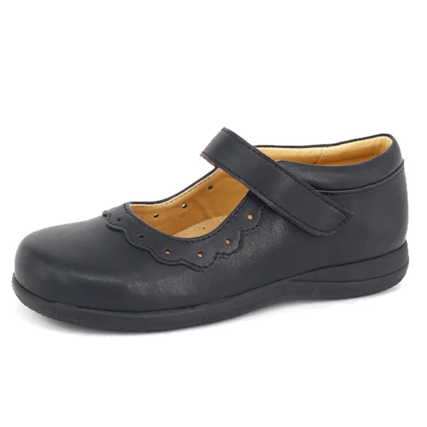 Guangzhou Manufacturer Primary Children Leather Girls School Shoes with Rubber Sole