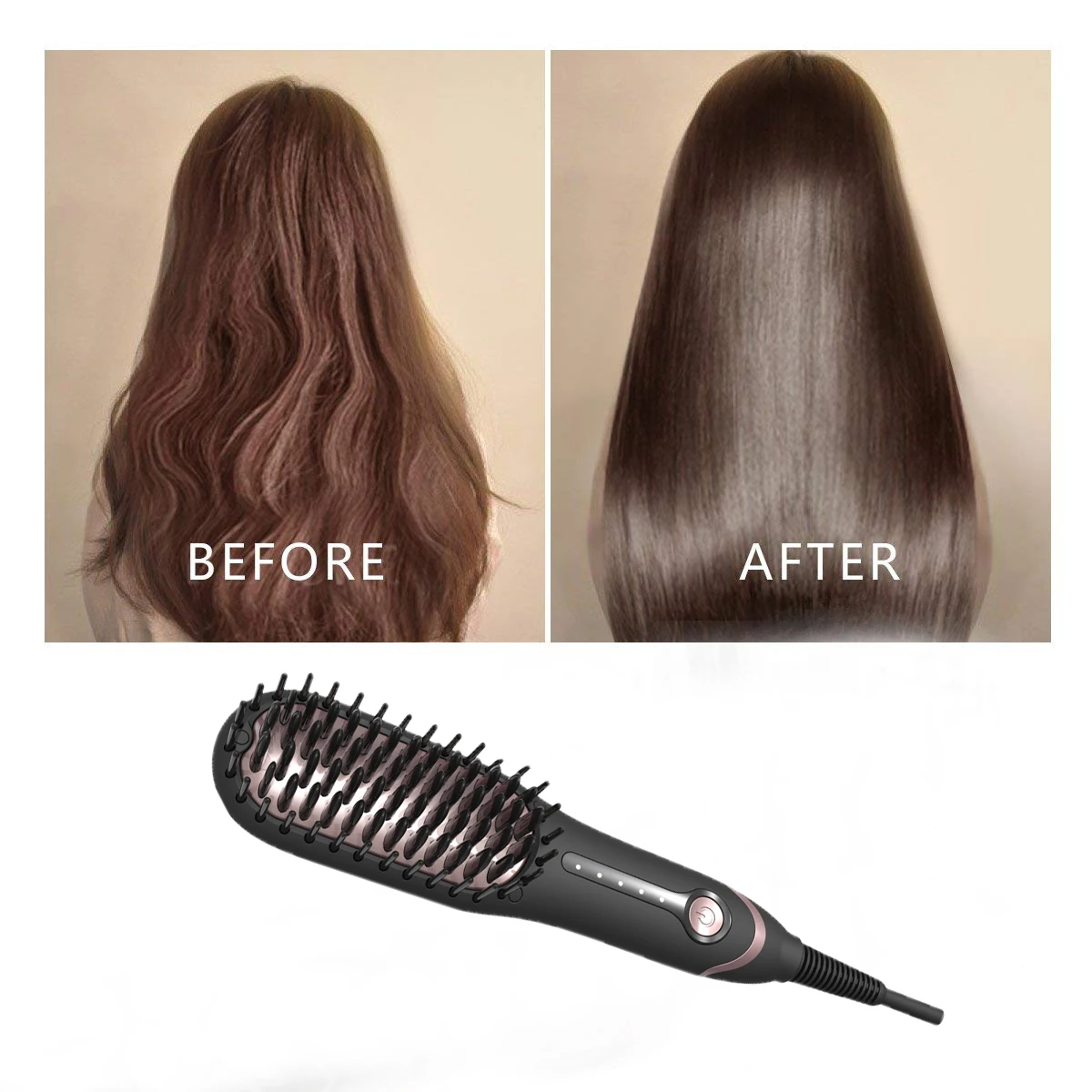 Mini Ceramic Beard Hair Straightener Brush 2 in 1 Hair Straightening Brush for Personal and Household Use