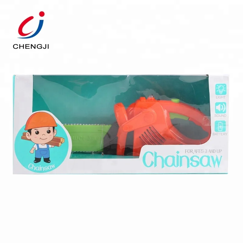 Cheap electric power motor kids saw plastic chainsaw toy with light
