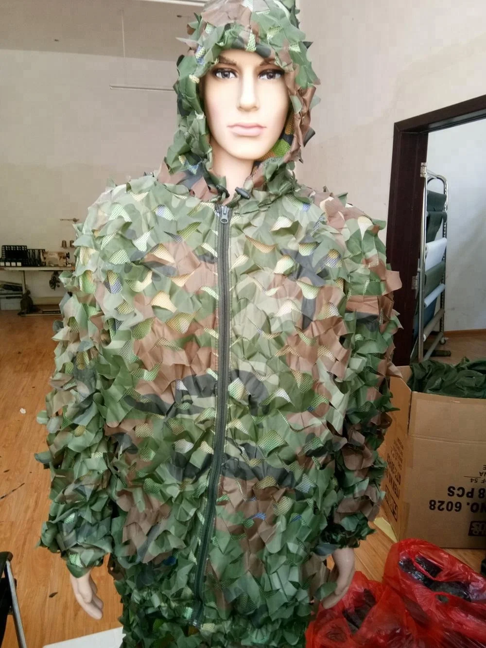 Conjunto de roupa camuflada biônica de folhas verdes e táticas de sniper,  roupa militar de algodão para caça, primavera e outono - AliExpress