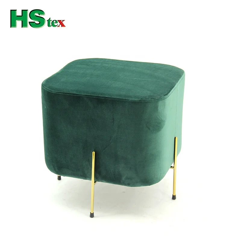 Wholesale Hot Sale Nordic Modern Pink Velvet Fabric Ottoman Legs Modern Dressing Table Step Stool Ottoman Pouf