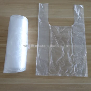 Factory HDPE material clear plain t shirt bag in coreless roll,family owned factory with 20 years history