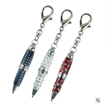 Beautiful Promotion Gift Factory Customized Diamante Mini with Rhinestone Ballpoint Pen Pocket Crystal  Ball Pen with Key Chain