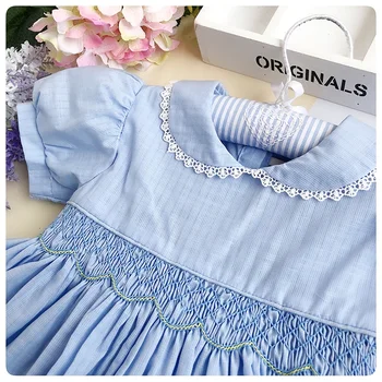 Smocked dress baby solid girl dresses children clothing boutique dress for girl's clothing wholesale kids clothes