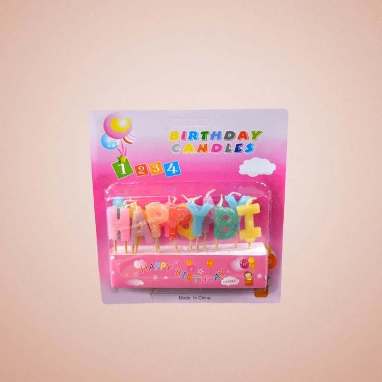 Colorful Shiny  Happy Birthday Party Cake Decoration Candle Set