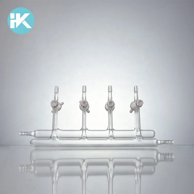 Huke индивидуальные лабораторные изделия из стекла двойной вакуумный коллектор с стекло stopcock