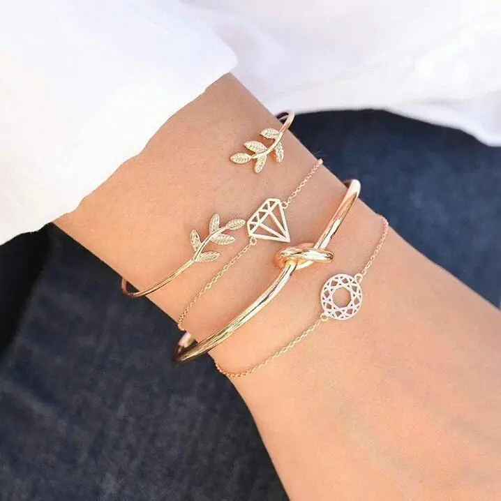 Elegant Inlaid Rhinestone Korean Bracelets Gold Colour Flower  Etsy