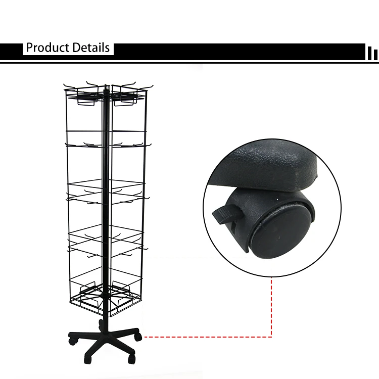 Customized 4 Sieded Metal Floor Spinner Rack, Supermarket Metal Wire ...