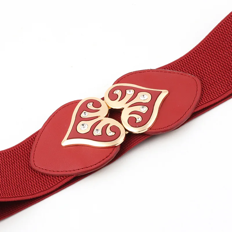 Wholesale 6.0cm Width Crown Shape Two Pieces Kiss Buckle Women Ladies Dressy Spandex Elastic Waist Band Belts