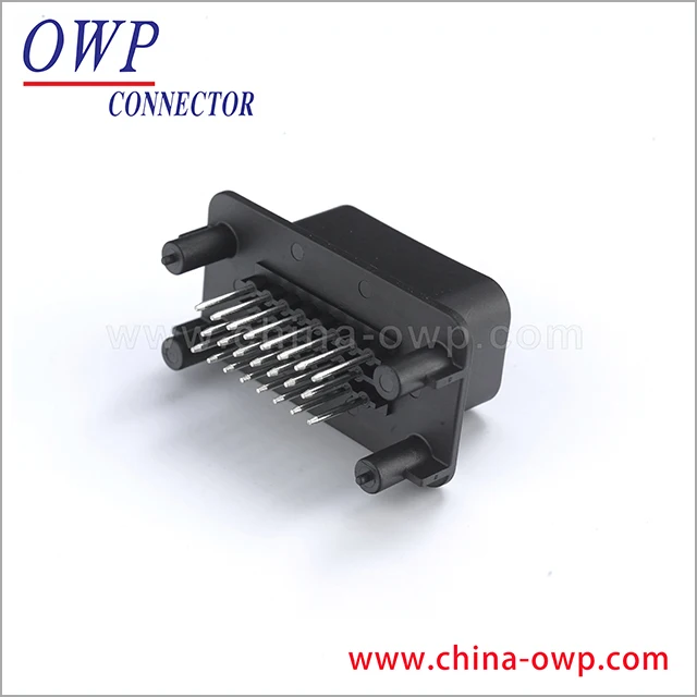PCB AMPSEAL ECU Auto Connector 23 Pin Male Black 90 Angle Pins