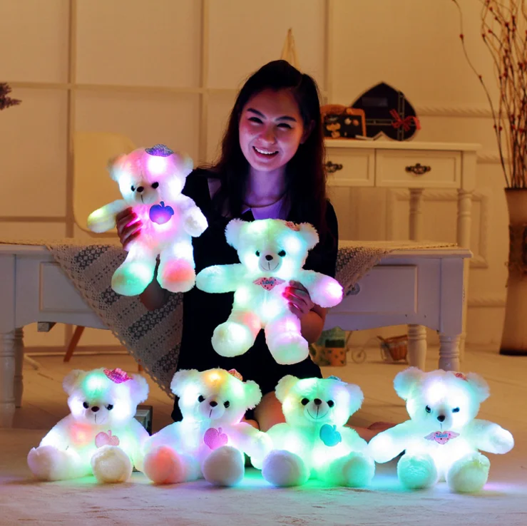 Светодиодный светящийся плюшевый мишка и любящее сердце плюшевые