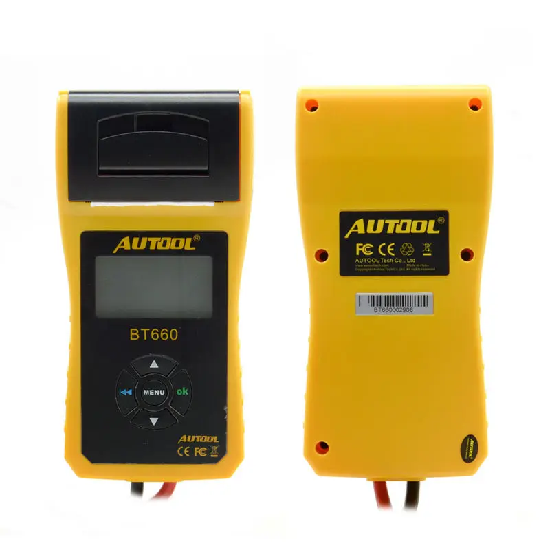 Yellow AUTOOL Car Battery Tester with Built-in Thermal Printe BT-660 