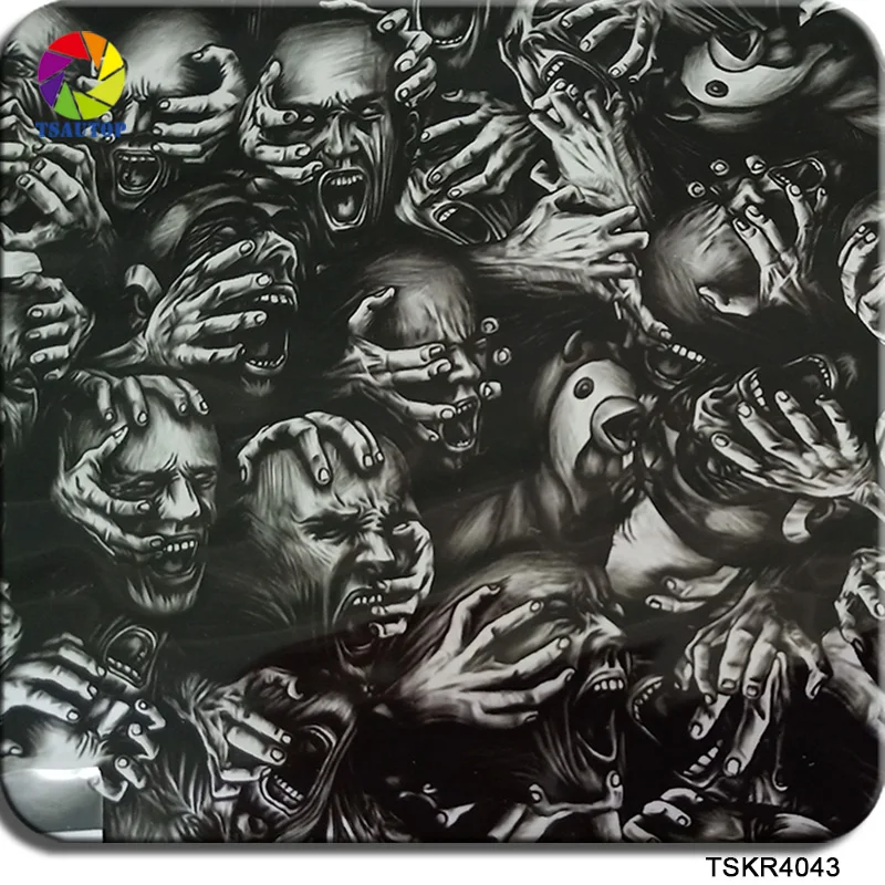 TSAUTOP 1M Width Flame and Skull Wholesale Hydrographic Film