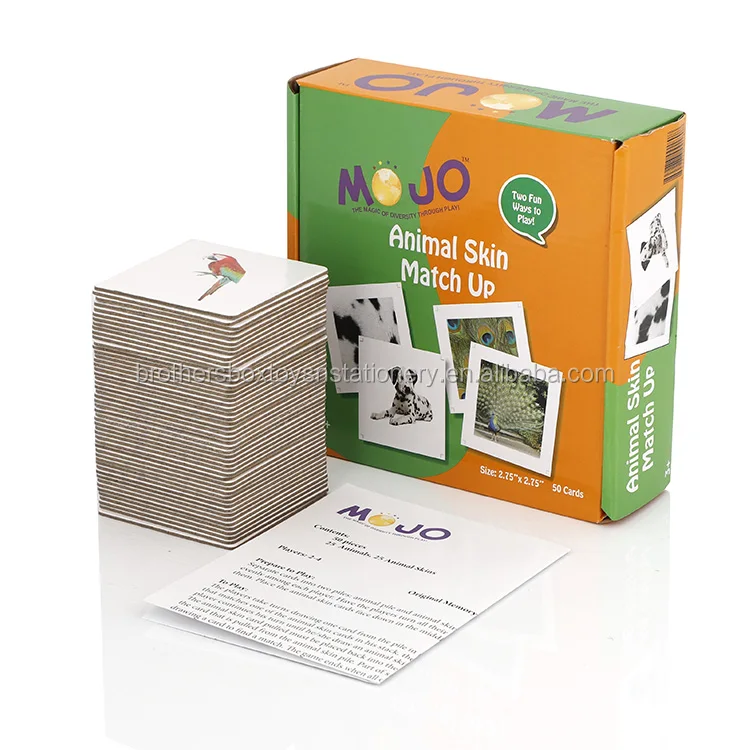 Custom Printing Children Educational Animals Match Memory Cards Game