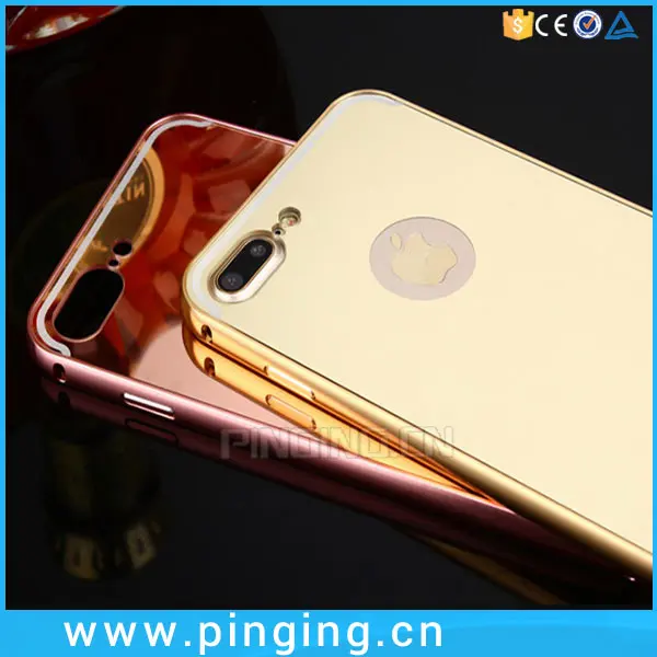Luxury Gold Aluminium Metal Bumper case for iphone 14 13 12 11 Pro Max  Mirror case for iphone Plus Cover case