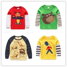 1-6Y new Boys T-shirt Kids Tees Baby Boy brand tshirts Children tees Long Sleeve 100% Cotton Cars Fireman Top Quality Free
