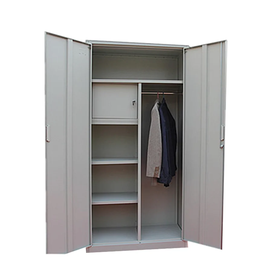 Современный стальной шкаф для мебели Двухстворчатая дверь спальни стальная подвесная одежда