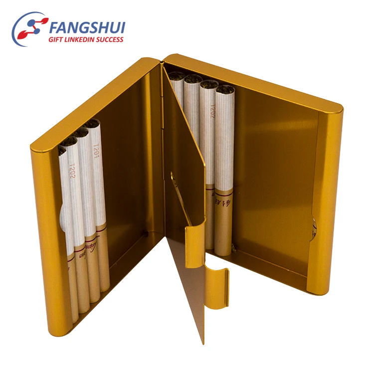 Wholesale Promotion Luxury Fancy Custom Gold Slim Aluminum Metal Pocket Cigarette Box