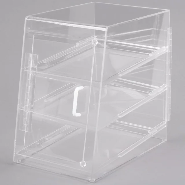 Clear Acrylic Pastry Display Cases with 3 Tiers, Lucite Bread Storage Bins, Perspex Pastry Display Boxes