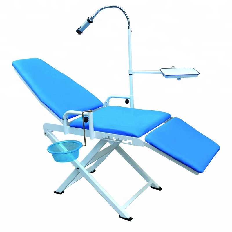 ETERFANT Portable Folding Dental Chair – Blue, With LED Light & Tray, Mobile Exam Chair