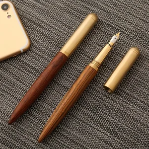 Metal Copper Engraved Stationery  New Arrived High Quality Luxury Brass Wood Gift Fountain Pens