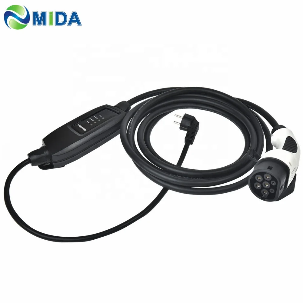 DUOSIDA 16A 5Meter IEC62196 Type 2 Mennekes EV Connector EU Schuko Plug EV Charging Cable Portable EV Charger