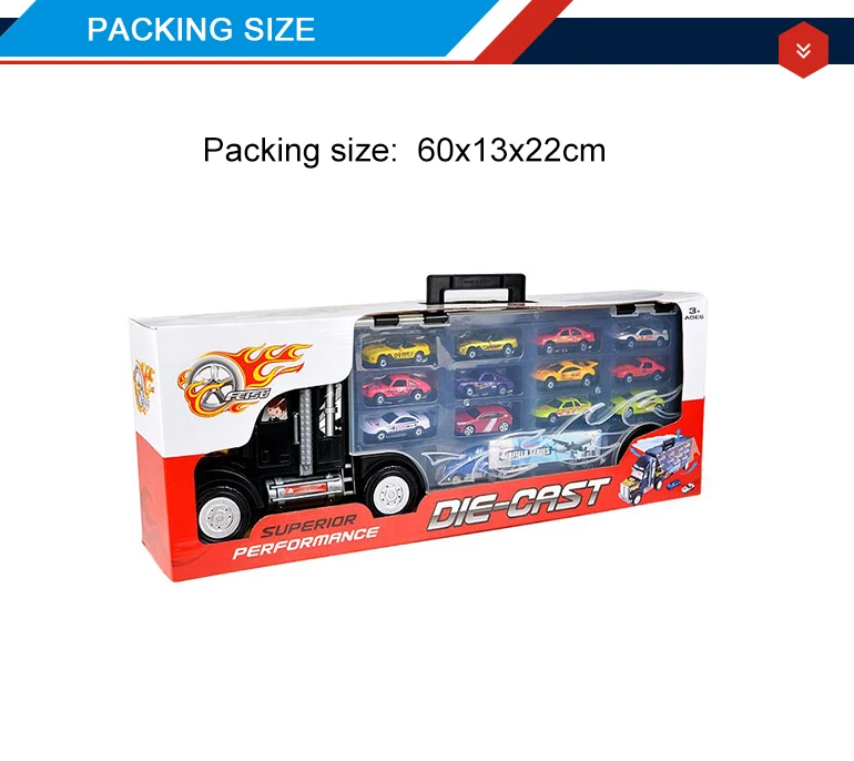 carrier vehicle toy container truck with 12 alloy cars and 1 container car