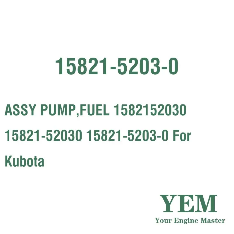ASSY PUMP FUEL 1582152030 15821-52030 15821-5203-0 for Kubota