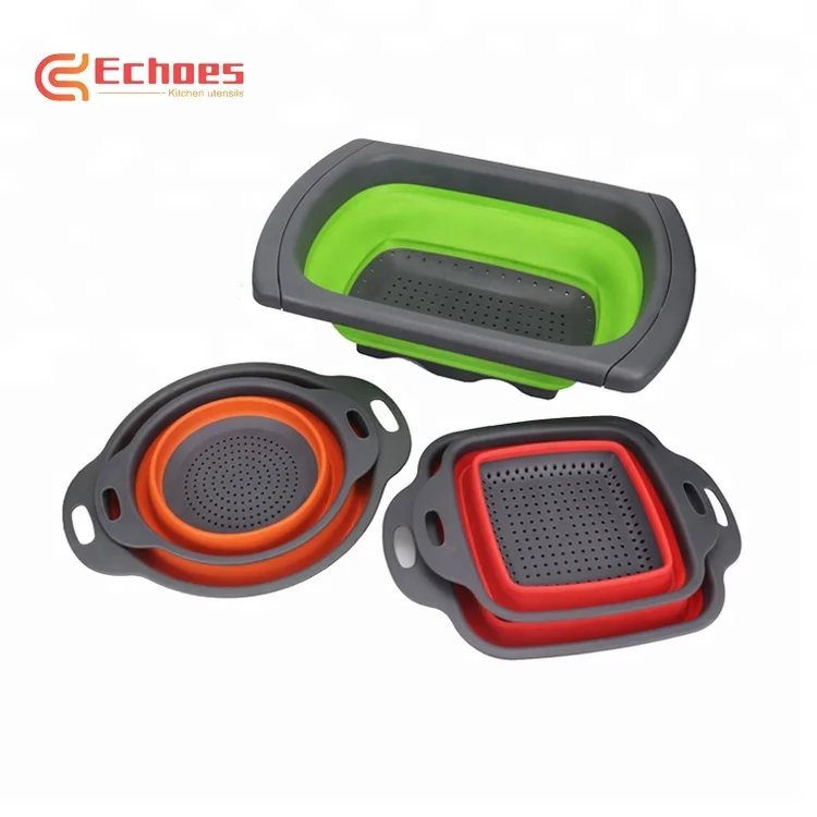 
 Рекламный круглый пластиковый складной дуршлаг для овощей  