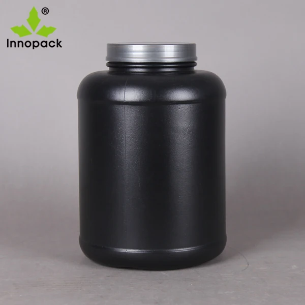 5L HDPE  Black  Plastic Protein Powder Jar