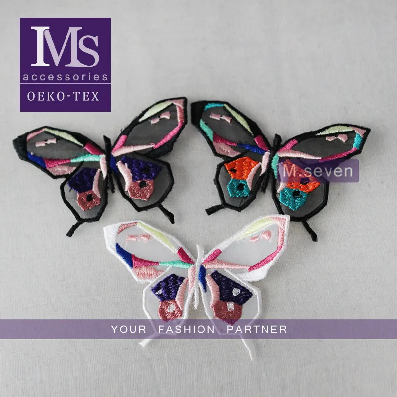 Красивые красочные вышитые дизайнерские 3d нашивки с бабочками для детской