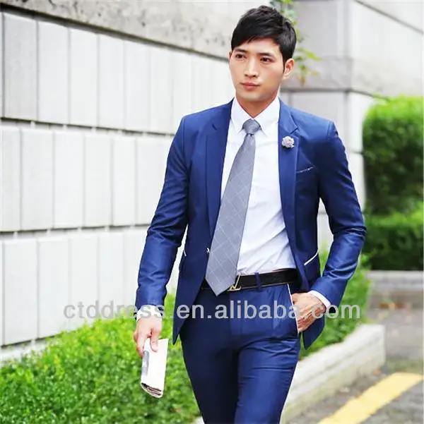 14年最新韓国スタイルメンズセクシーネイビーブルービジネススーツ Buy 紺ビジネススーツ 韓国男性のため パキスタン男性スーツ Product On Alibaba Com