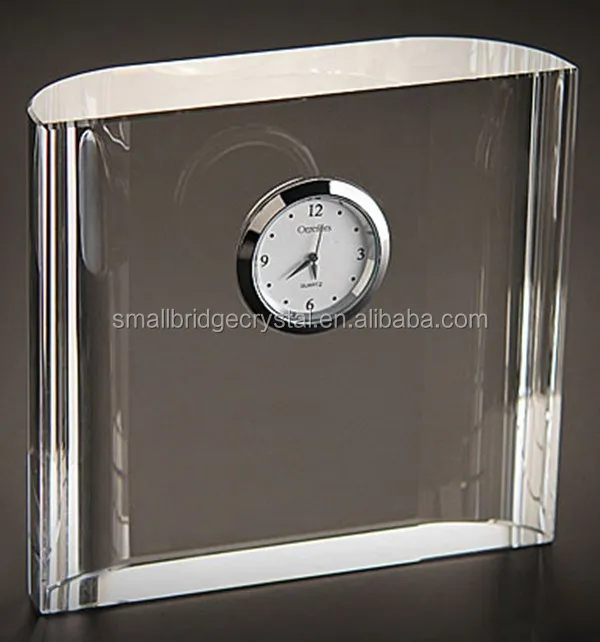 K9 blank optical crystal block with clock