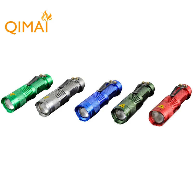 3 Modes SK68 14500 Element 3 Watt Rechargeable Red Zoom Aluminum Mini Led Flashing Pocket Clip Mini Torch Light