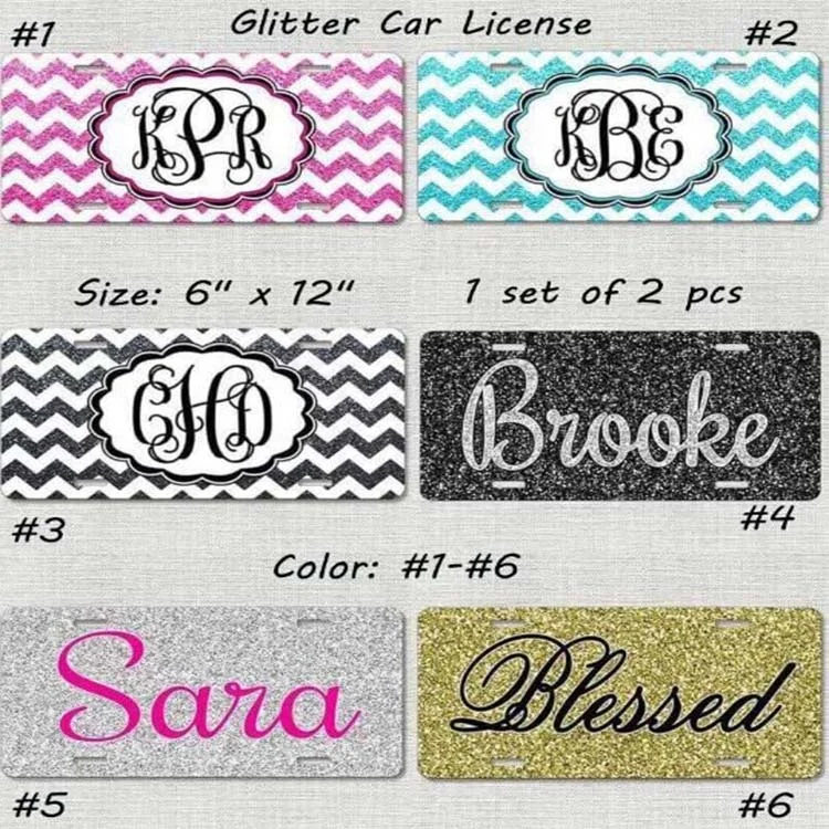 
Персонализированные оригинальные украшения на заказ, подарки, рамка с монограммой, автомобильная бирка, блестящий номерной знак 