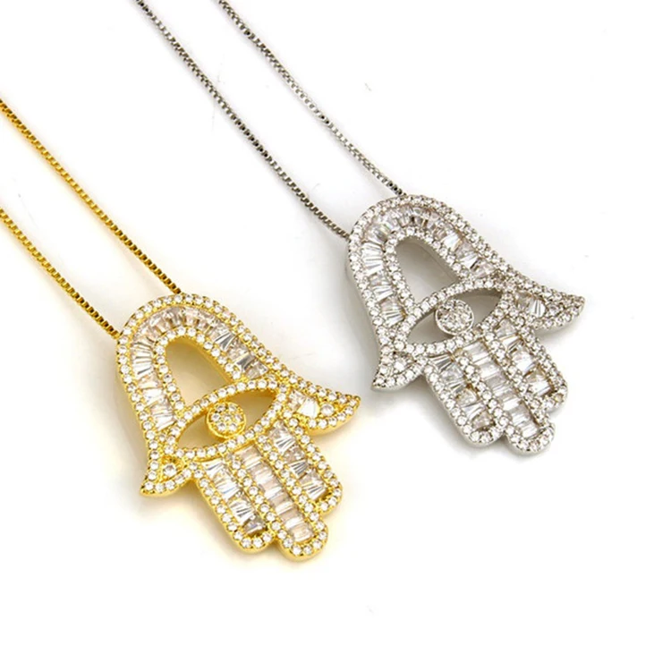 Медный Циркон Фатима хамса ручной кулон ожерелье на