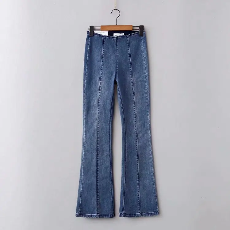 Estilo Coreano Buena Calidad Color Azul Mujeres Jeans Denim Flare Pantalones  - Buy Pantalones Vaqueros De Campana,Pantalones Vaqueros De Mezclilla  Product on Alibaba.com