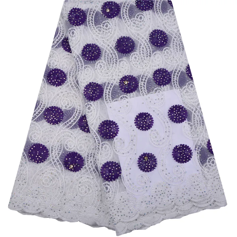 Высококачественная африканская кружевная ткань гипюр красивое нигерийское кружево с камнями из молочного шелка для женского платья